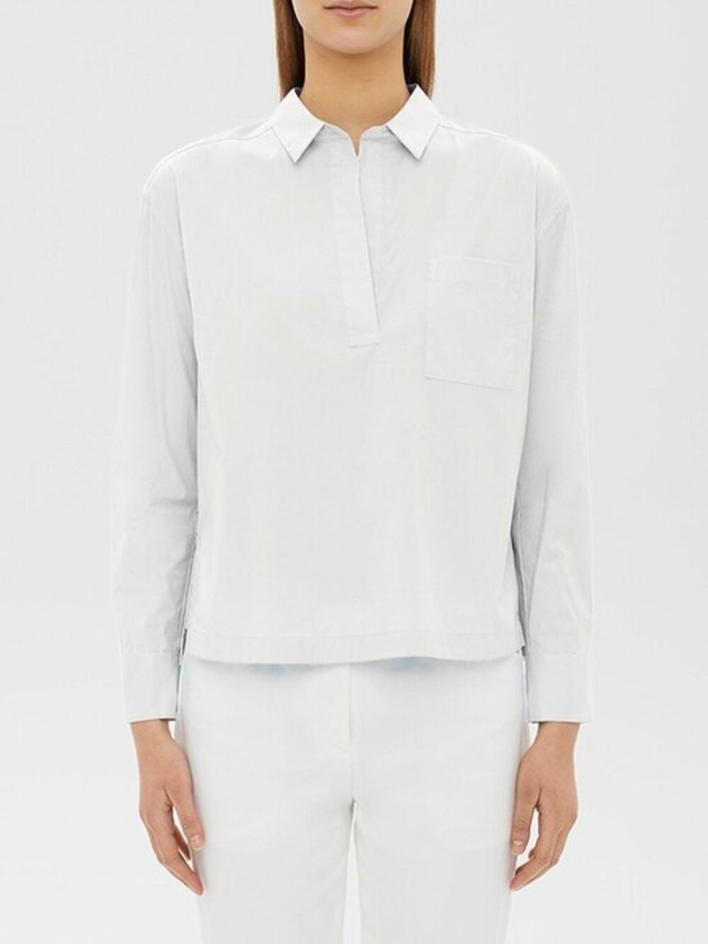 Theory Wide Placket Popover Shirt White M $245